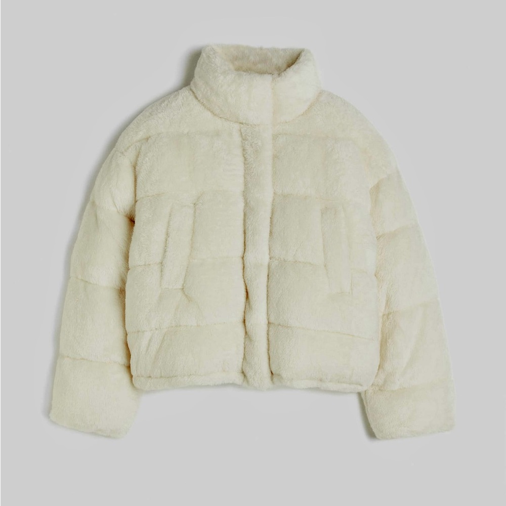 H&M Cream Teddy Jacket with Plush Texture